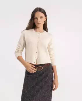 Женский шерстяной кардиган с застежкой на пуговицы спереди Noon, бежевый