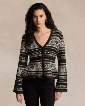 Женский шерстяной кардиган с застежкой на пуговицы Polo Ralph Lauren, мультиколор