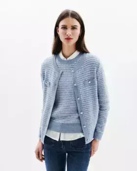 Женский шерстяной кардиган с застежкой на пуговицы Caroll, синий