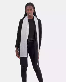 Женский шерстяной шарф макси черного цвета с белым принтом MR Complements, черный