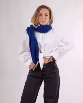 Женский шерстяной шарф синего цвета MR Complements, синий