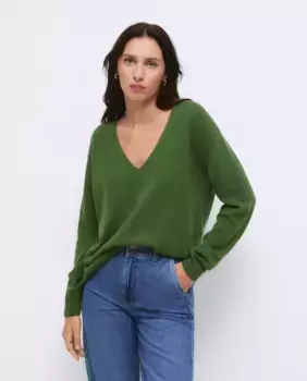 Женский шерстяной свитер с V-образным вырезом Tintoretto, темно-зеленый