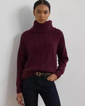 Женский шерстяной свитер с высоким воротником Lauren Ralph Lauren, цвет Granate