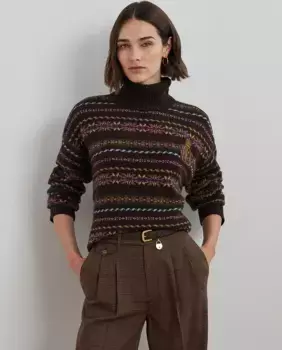 Женский шерстяной свитер с высоким воротником Lauren Ralph Lauren, мультиколор