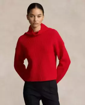 Женский шерстяной свитер с высоким воротником Polo Ralph Lauren, красный