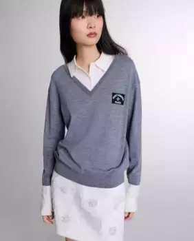 Женский шерстяной свитер Trompe l'oeil Maje, серый