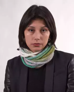 Женский шерстяной воротник в оттенках зеленого MR Complements, многоцветный