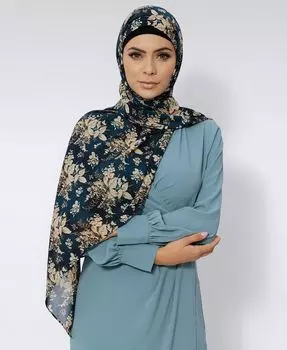 Женский шифоновый хиджаб с цветочным принтом Urban Modesty, цвет Teal And Beige