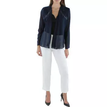 Женский шифоновый кардиган с отделкой SLNY, темно-синий