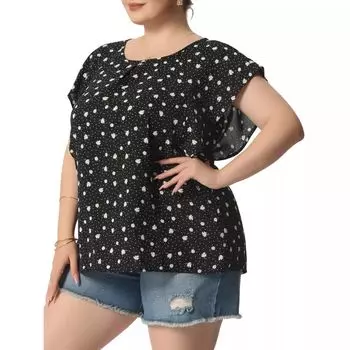 Женский шифоновый топ больших размеров, весенний топ с рюшами и рукавами в горошек Agnes Orinda, белый