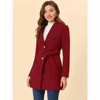 Женский симпатичный однобортный однобортный плащ с длинным поясом и отложным воротником ALLEGRA K, зеленый