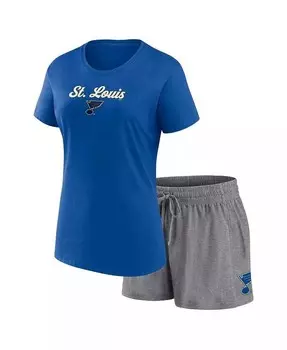 Женский сине-серый комплект из футболки и шорт с надписью St. Louis Blues Script Fanatics, мультиколор
