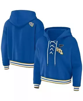 Женский синий пуловер с капюшоном St. Louis Blues на шнуровке Wear By Erin Andrews, синий