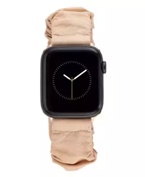 Женский скраби-браслет для Apple Watch 42 мм (Series 10) и 38/40/41 мм из натуральной кожи бежевого цвета Anne Klein, розовый