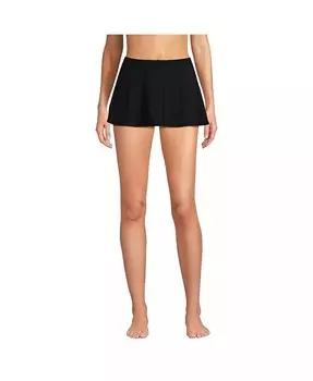 Женский скульптурный костюм, устойчивый к хлору, направленный контроль, мини-юбка для плавания с высокой талией, плавки для плавания Lands' End, черный