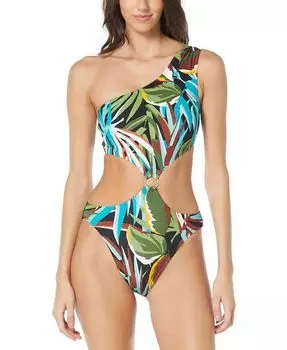 Женский слитный купальник на одно плечо с отделкой кольцами Vince Camuto, мультиколор