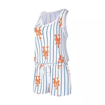 Женский спортивный белый вязаный комбинезон в тонкую полоску New York Mets Reel