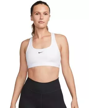 Женский спортивный бюстгальтер без подкладок с легкой поддержкой Swoosh Nike, белый