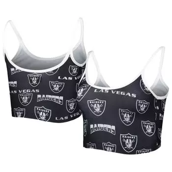 Женский спортивный бюстгальтер Concepts Sport черно-белый Las Vegas Raiders Breakthrough Allover Knit Sports Bra