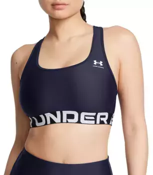 Женский спортивный бюстгальтер с логотипом Under Armour HeatGear Mid, цвет Midnight Navy