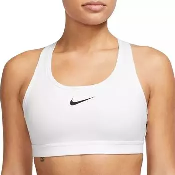 Женский спортивный бюстгальтер с мягкой подкладкой средней поддержки Nike Swoosh, белый