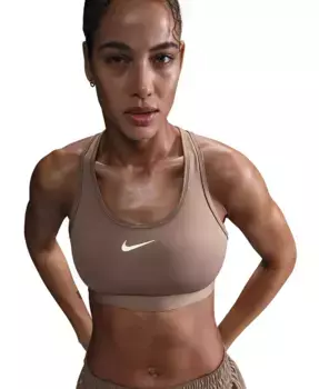 Женский спортивный бюстгальтер с мягкой подкладкой Swoosh Nike, коричневый