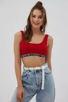 Женский спортивный бюстгальтер в красную полоску с текстом Pattaya, красный