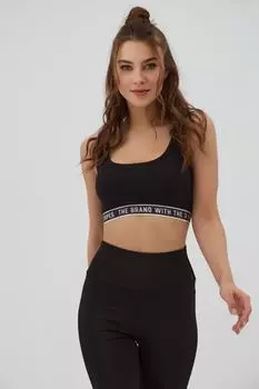Женский спортивный бюстгальтер в полоску с текстом P21s201-2173 Pattaya, черный