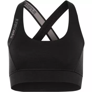 Женский спортивный бюстгальтер в рубчик из каучука Super.Natural, черный