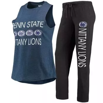 Женский спортивный черный/темно-синий комплект для сна Penn State Nittany Lions без рукавов и брюк