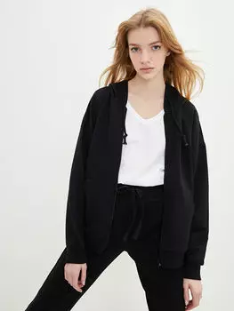 Женский спортивный кардиган прямого кроя с капюшоном и длинными рукавами LCW Casual