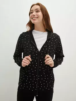 Женский спортивный кардиган с воротником с капюшоном в горошек, длинными рукавами и карманами LCWAIKIKI Basic