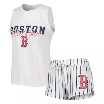 Женский спортивный комплект белого цвета Boston Red Sox Reel в тонкую полоску, майка и шорты для сна