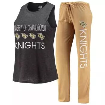 Женский спортивный комплект из топа и брюк UCF Knights золотого/черного цвета для сна
