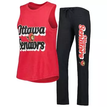 Женский спортивный комплект из топа на бретельках и брюк для сна от Ottawa Senators Meter Muscle Red/Heather Black