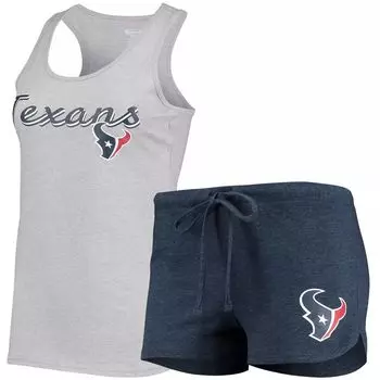 Женский спортивный комплект из топа на бретельке и шорт с принтом Houston Texans Anchor серого/темно-синего цвета Concepts, комплект для сна