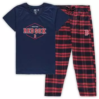 Женский спортивный комплект темно-синего/красного цвета Boston Red Sox со значком больших размеров для сна