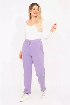 Женский спортивный костюм большого размера сиреневого цвета с 3 нитями, прошитый чашечкой низ 65n35279 ans, фиолетовый