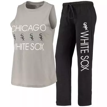 Женский спортивный костюм черного/серого цвета Chicago White Sox Meter с майкой и брюками для сна