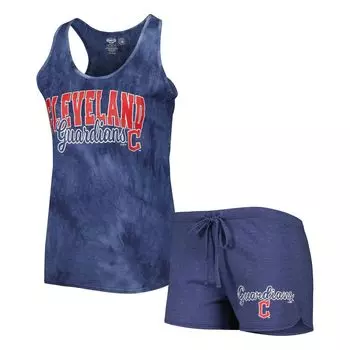Женский спортивный костюм темно-синего цвета Cleveland Guardians Billboard Racerback, майка и шорты, комплект для сна