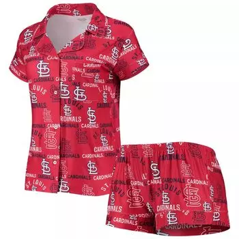 Женский спортивный красный флагманский топ St. Louis Cardinals с принтом Concepts Sport и шорты для сна