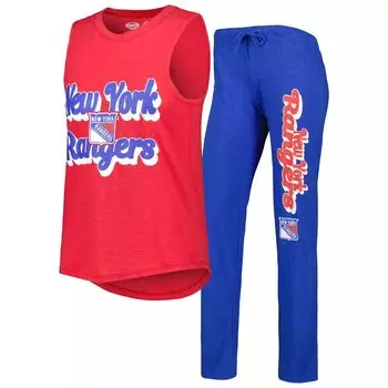 Женский спортивный красный/синий комплект для сна New York Rangers Meter Muscle Майка и брюки Concepts