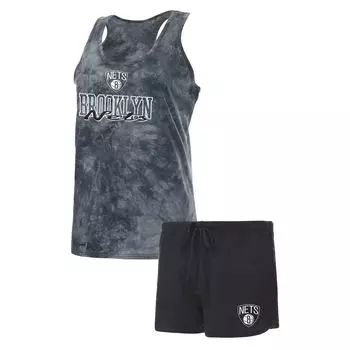 Женский спортивный темно-серый комплект для сна Brooklyn Nets Billboard Racerback, топ на бретелях и шорты