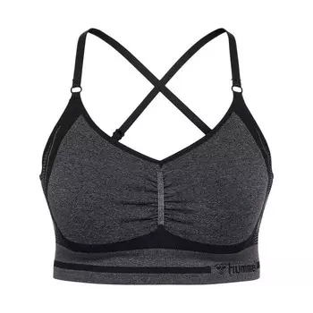 Женский спортивный топ для занятий йогой Hmlmt Lulu Seamless Scrunch Bra с технологией Beecool HUMMEL, цвет schwarz