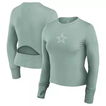 Женский спортивный топ с длинными рукавами Fanatics Signature Green Dallas Cowboys Studio, цвет Cow Green