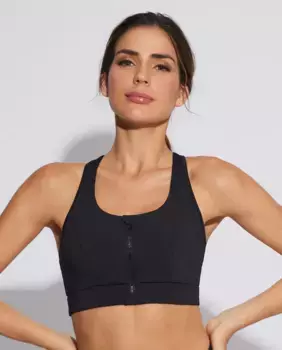 Женский спортивный топ с молнией из коллекции Selmark Tech by Pilar Rubio, черный