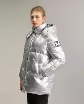 Женский стеганый анорак металлик Lola Casademunt, серебрянный