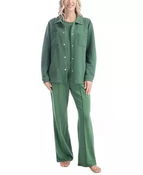 Женский стеганый домашний комплект из трех предметов MUK LUKS, зеленый