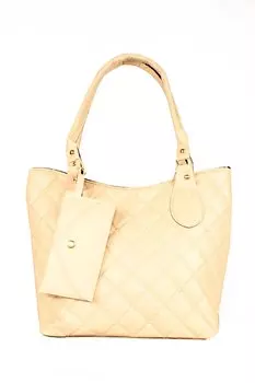 Женский стеганый кошелек в стиле мамы и сумка на плечо (20616) Luwwe Bags, крем