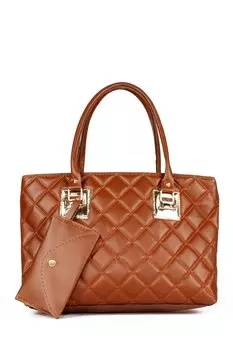 Женский стеганый кошелек в стиле матери с сусальным золотом и сумка на плечо (20617) Luwwe Bags, тан-браун